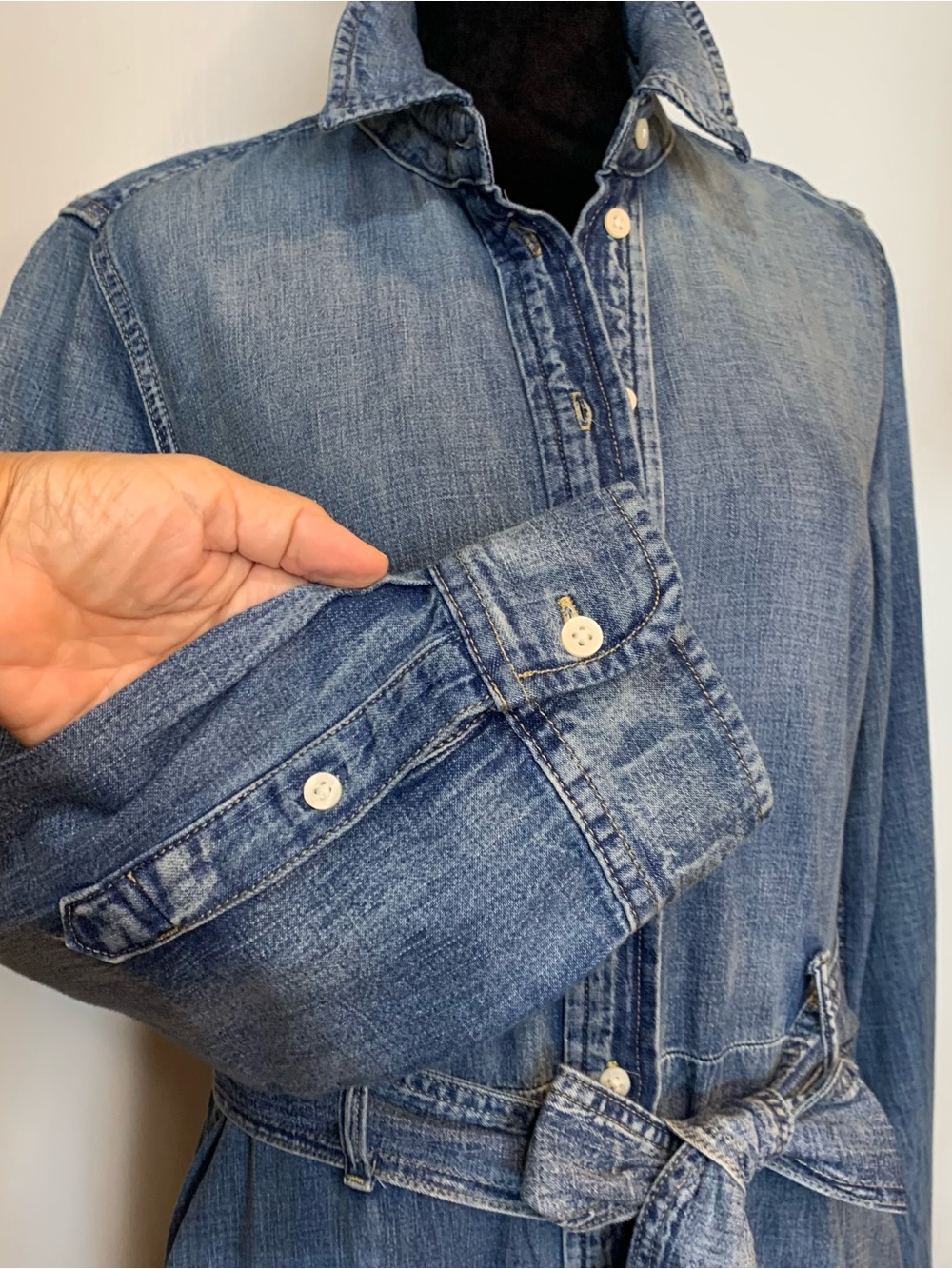 Ralph Lauren NWT 10 Indigo Denim Shirt Dress with Tie Waist & Long Sleeves - Picture 5 of 8